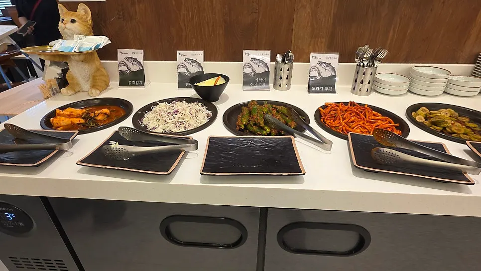 Salad bar with ingredients for bibimbap