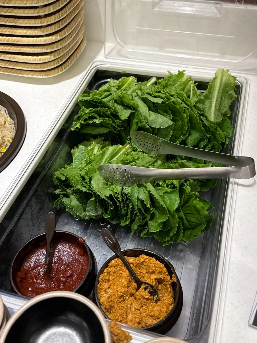 Lettuce, gochujang and tofu ssamjang at the self-serve bar
