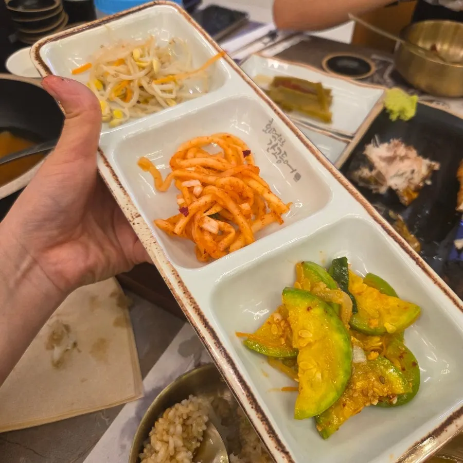 A plate of side dishes from the self-bar