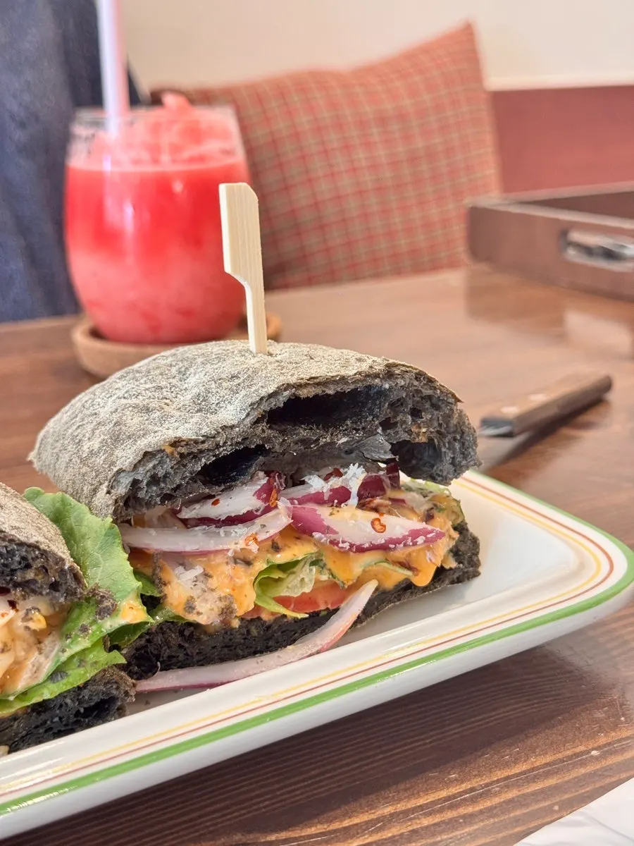 Sandwich with iced americano