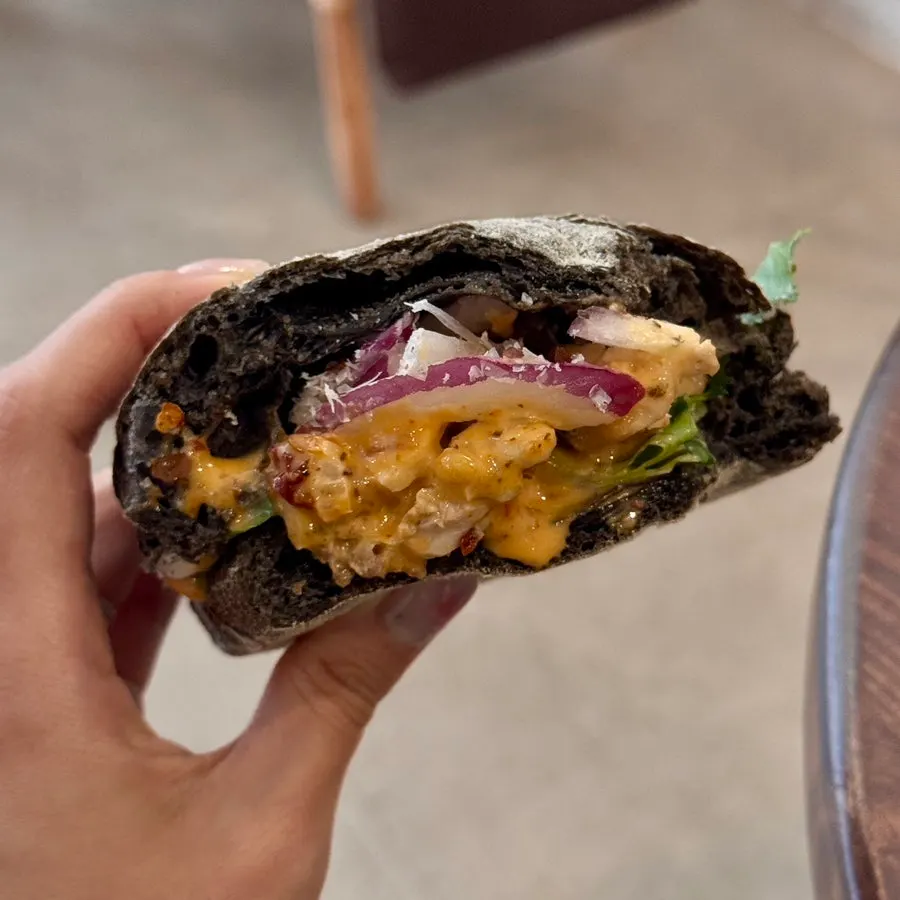 Crispy crust of the squid ink ciabatta