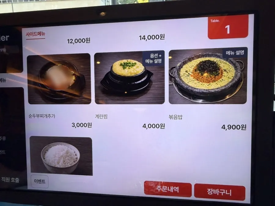 一味谷菜单与基本餐桌摆设