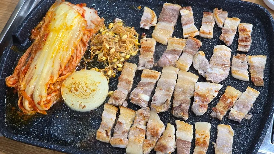 The grill near the end of the meal