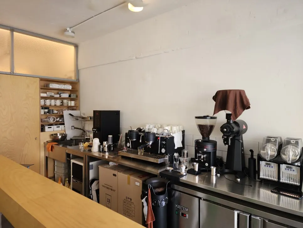 Coffee area inside Coup Barber & Coffee