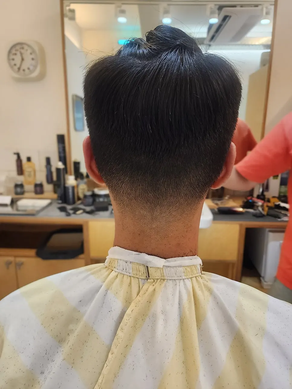Back view of men's hair after line cleanup