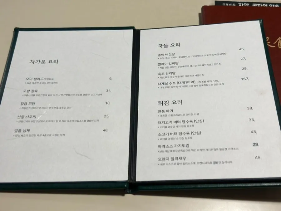 Chinese menu at Bobo Sikdang