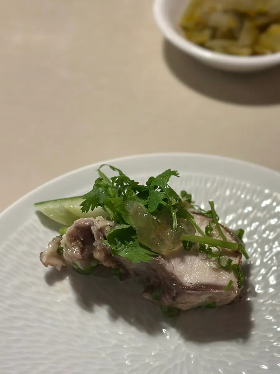 Chilled chicken salad with cilantro and cucumber