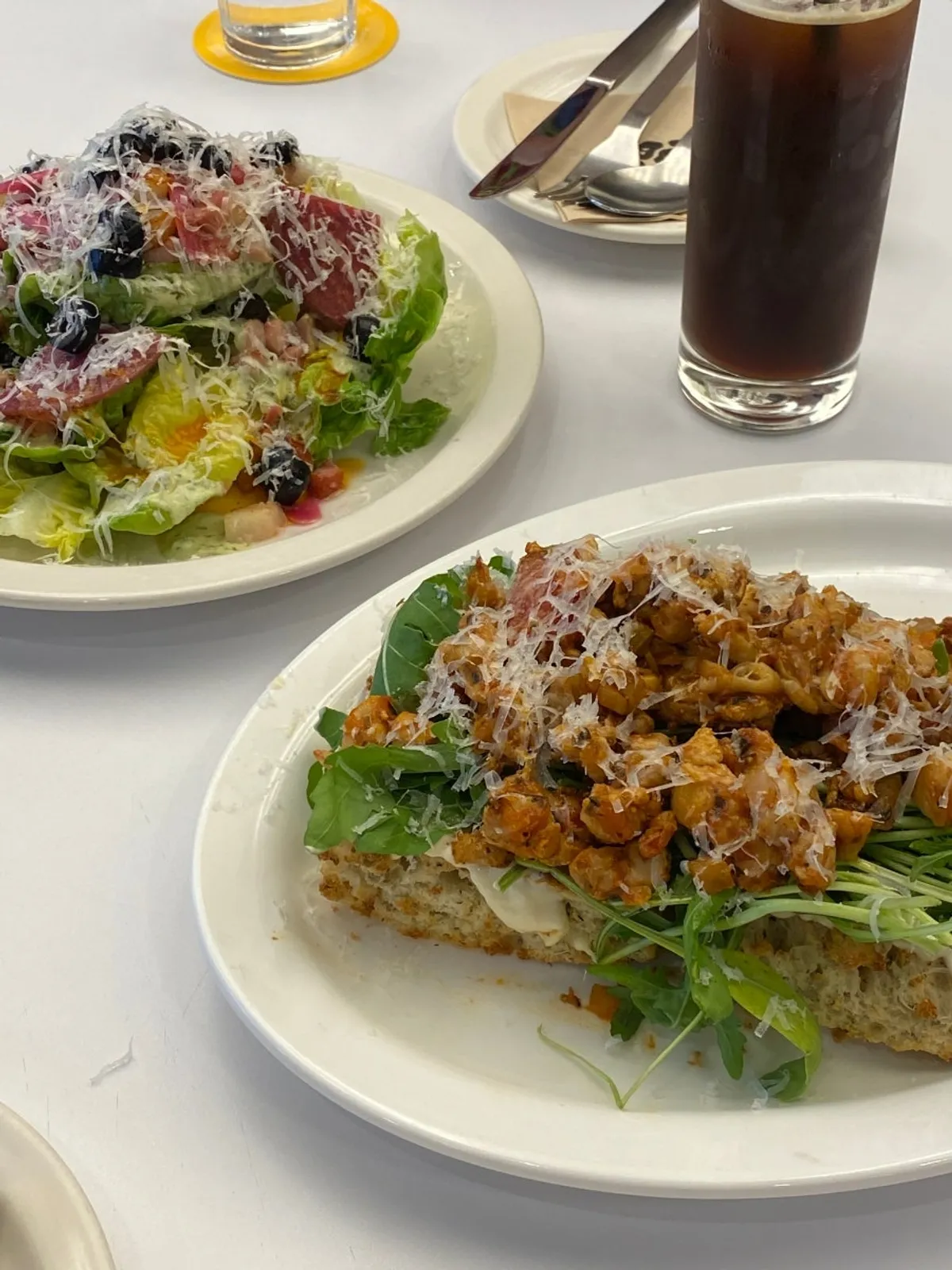 Two brunch plates set on the table