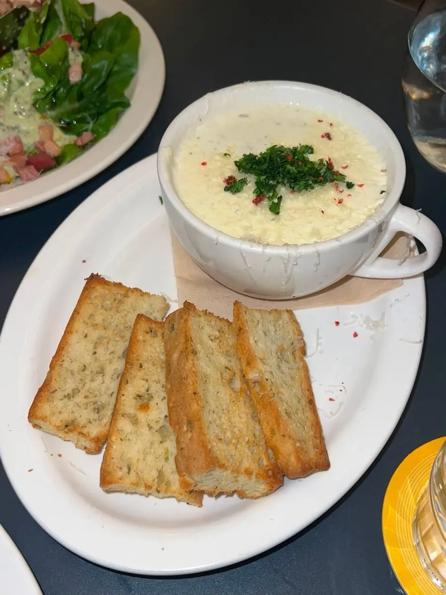 Extra order of clam chowder and focaccia