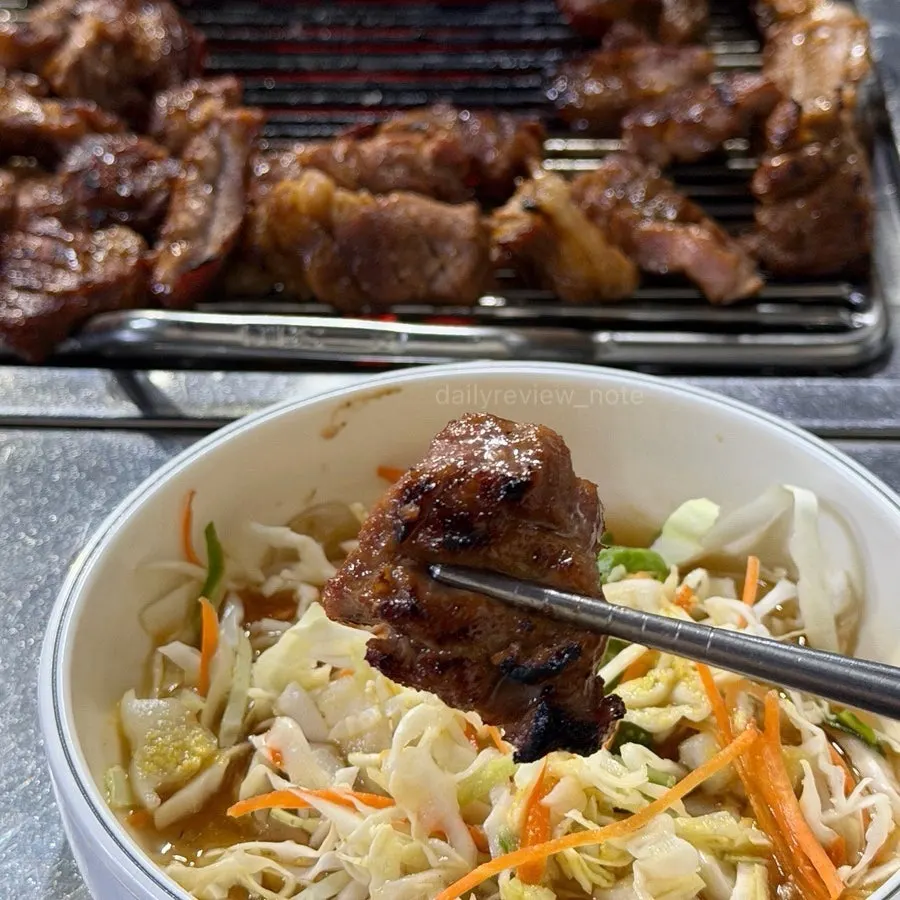 Marinated ribs with a charcoal-grilled sear
