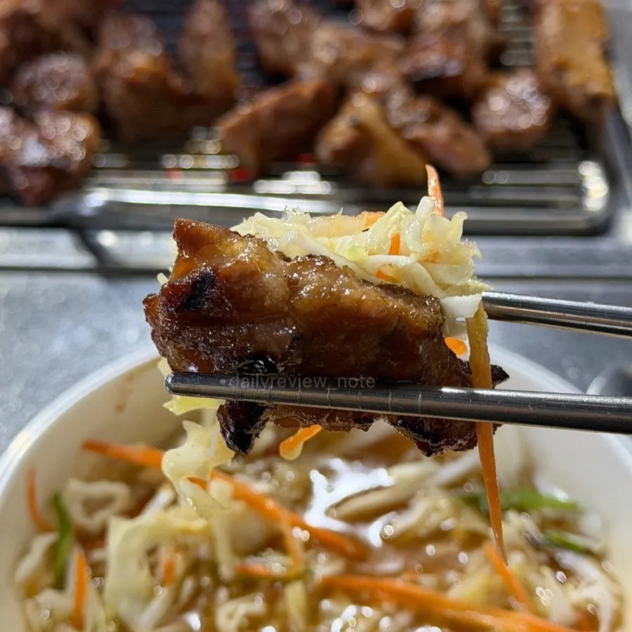 Thick grilled pork king ribs