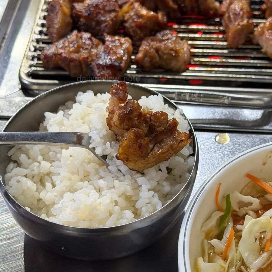 Steamed rice with a piece of pork rib