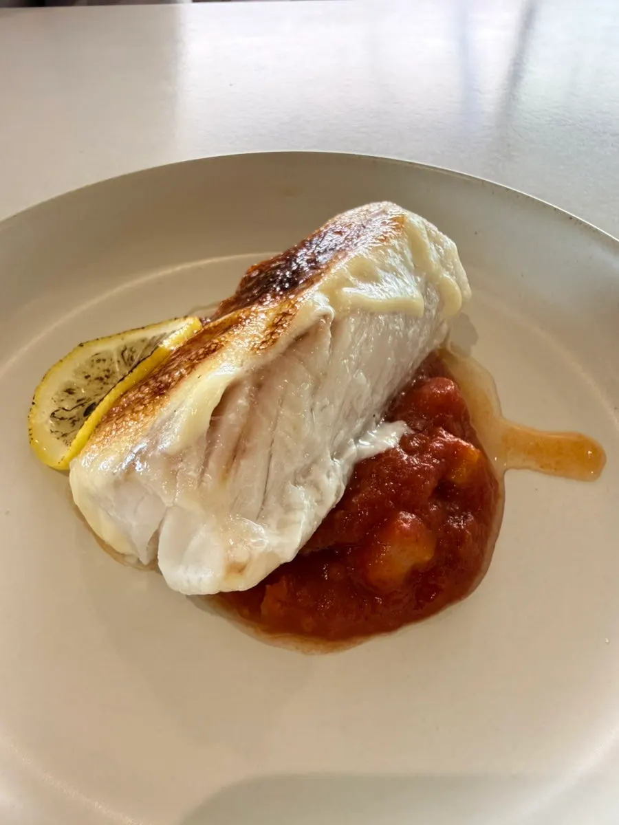 Neatly plated honey cod steak