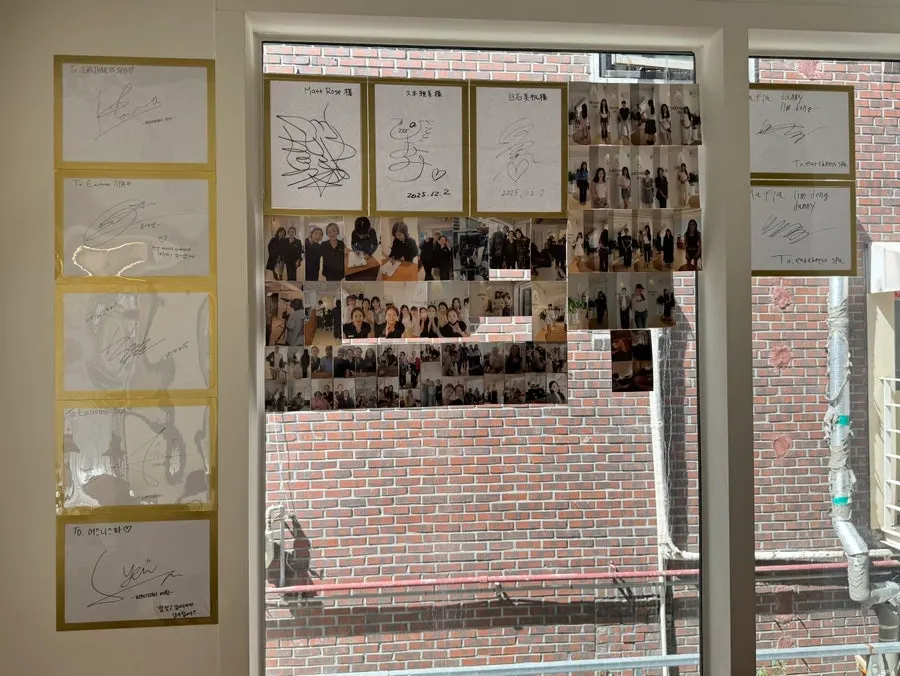 Signatures displayed at the spa