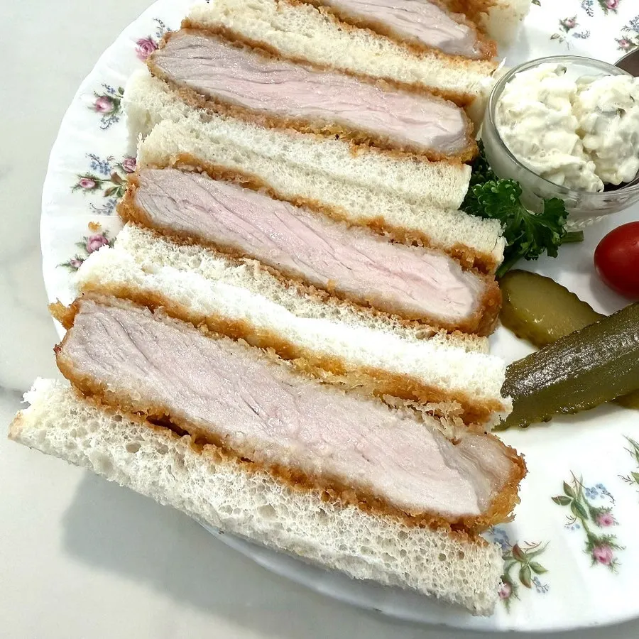 Katsu sando served with onion tartar sauce