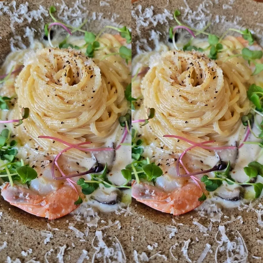 Shrimp mushroom cream pasta
