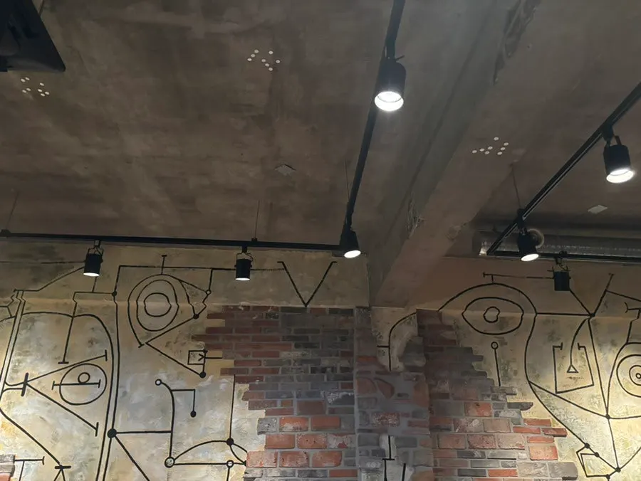 Gallery-like restaurant interior