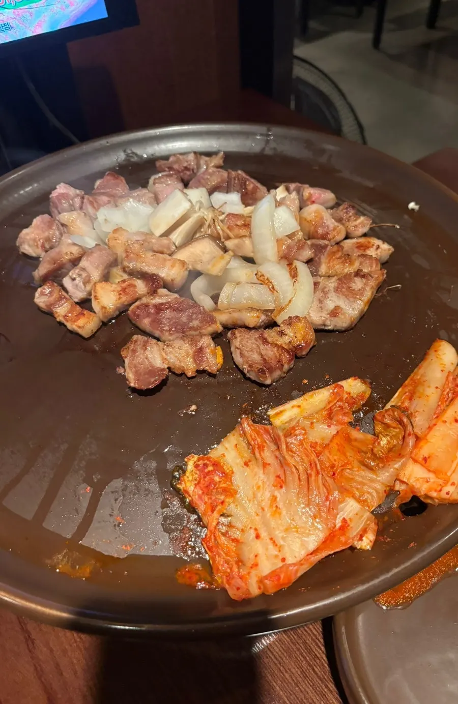 Grilled napa cabbage kimchi on the grill