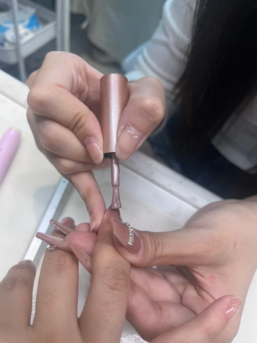 Pink color test and magnetic nails