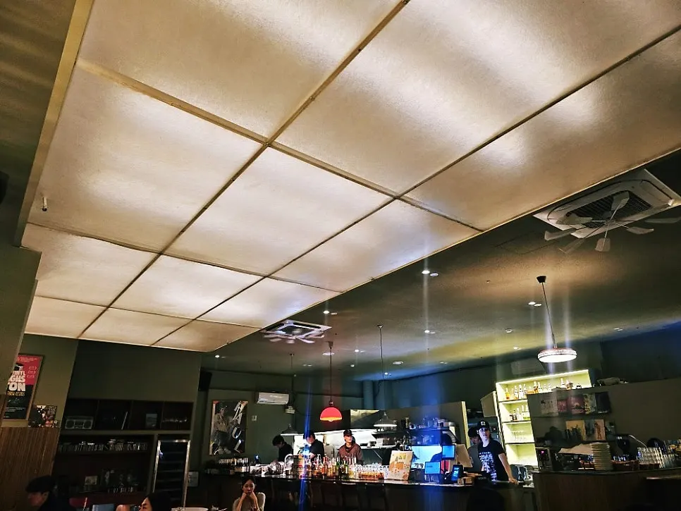 Large screen and music box at Mild High Club