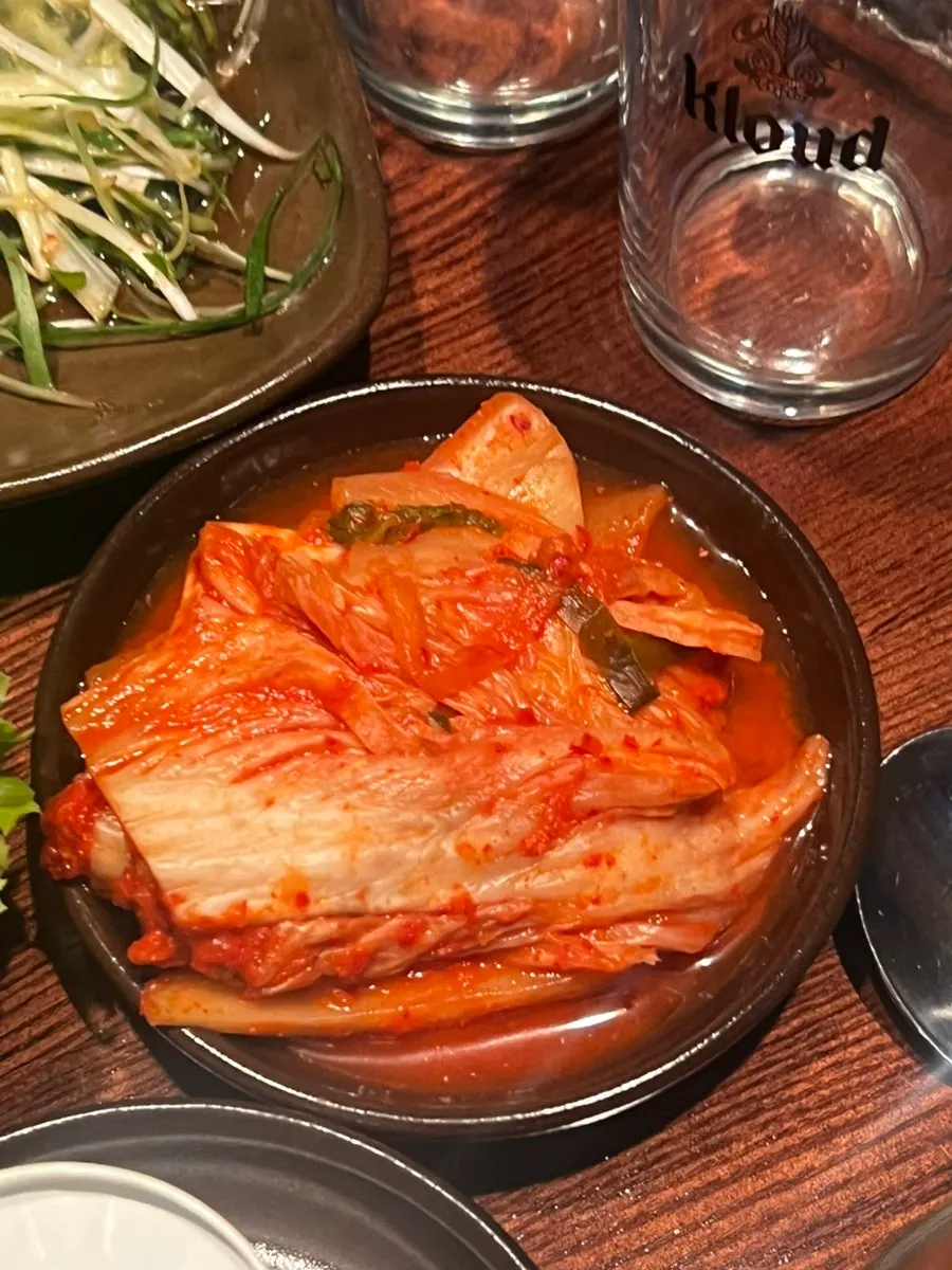 Seasoned scallion salad and ssam vegetables