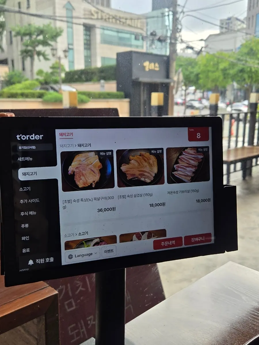 Pork and beef menu