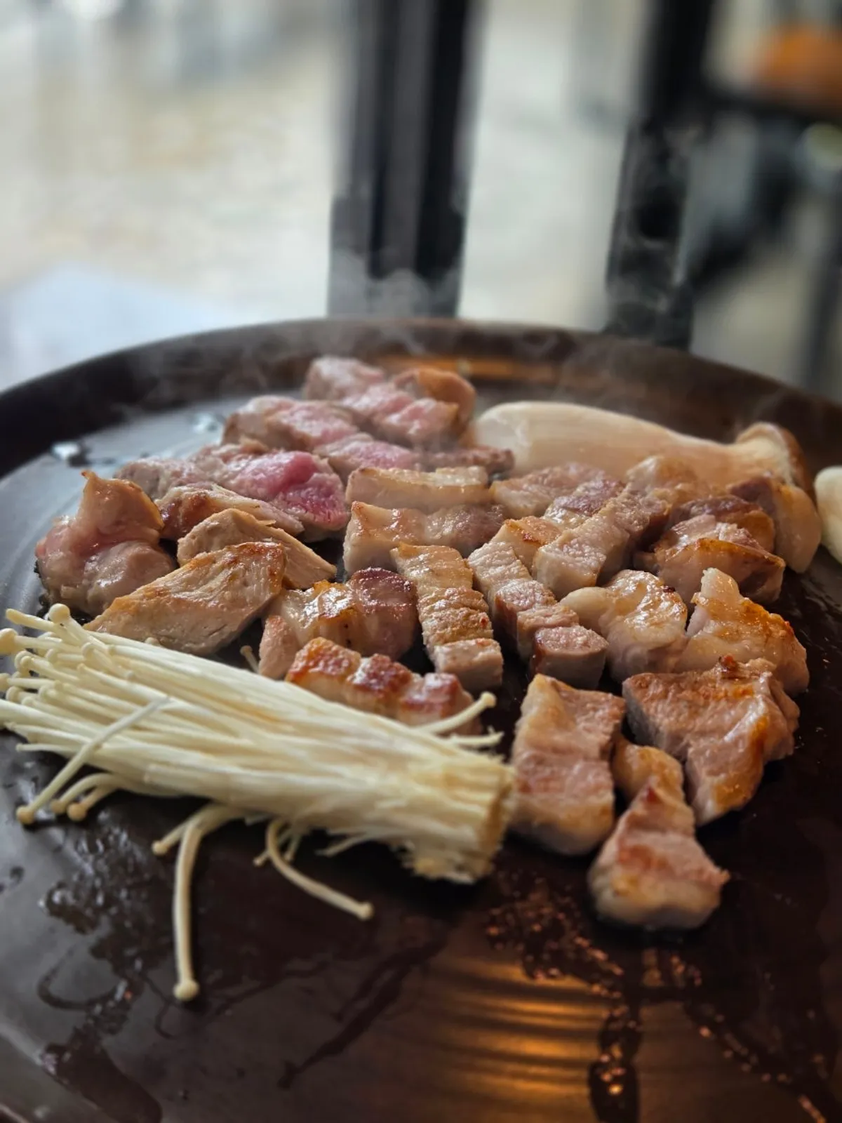 Thick par-grilled pork