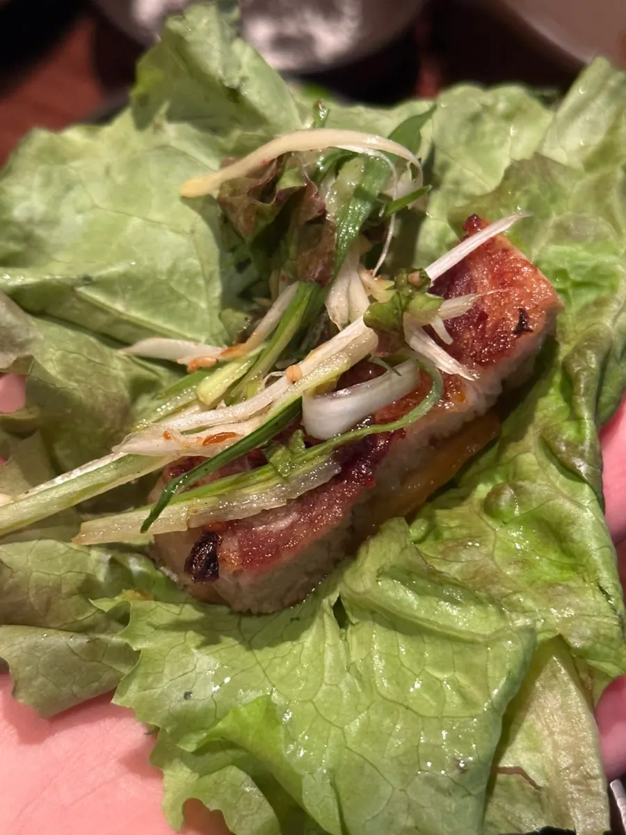 Meat meal with grilled kimchi