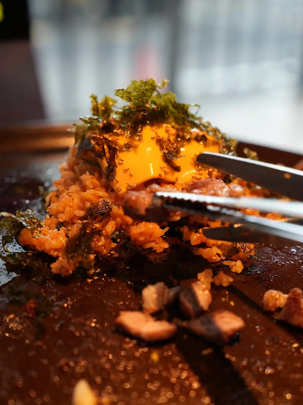 Flying-fish-roe fried rice topped with cheddar cheese