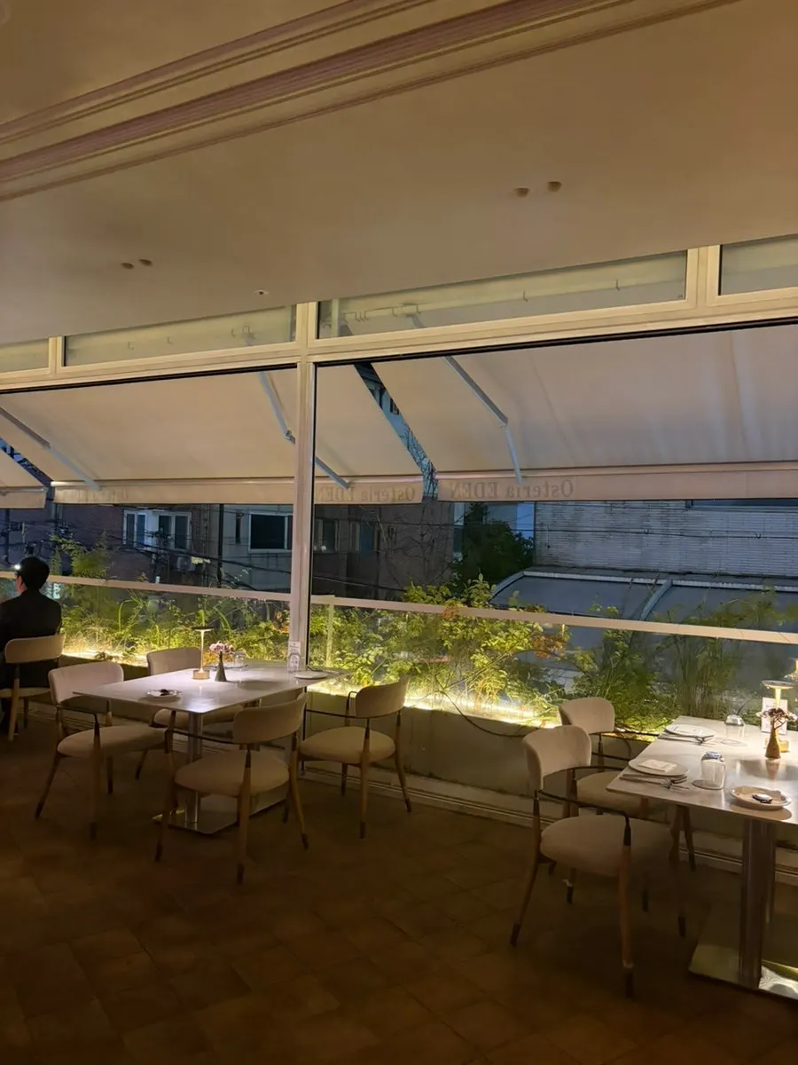Terrace seating at Osteria Eden