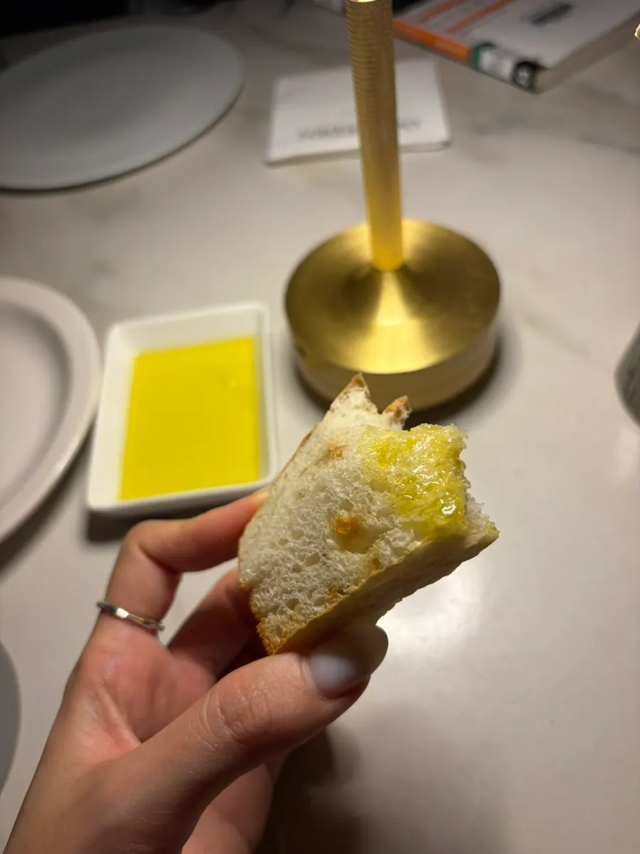 Cross-section of the warm baked bread
