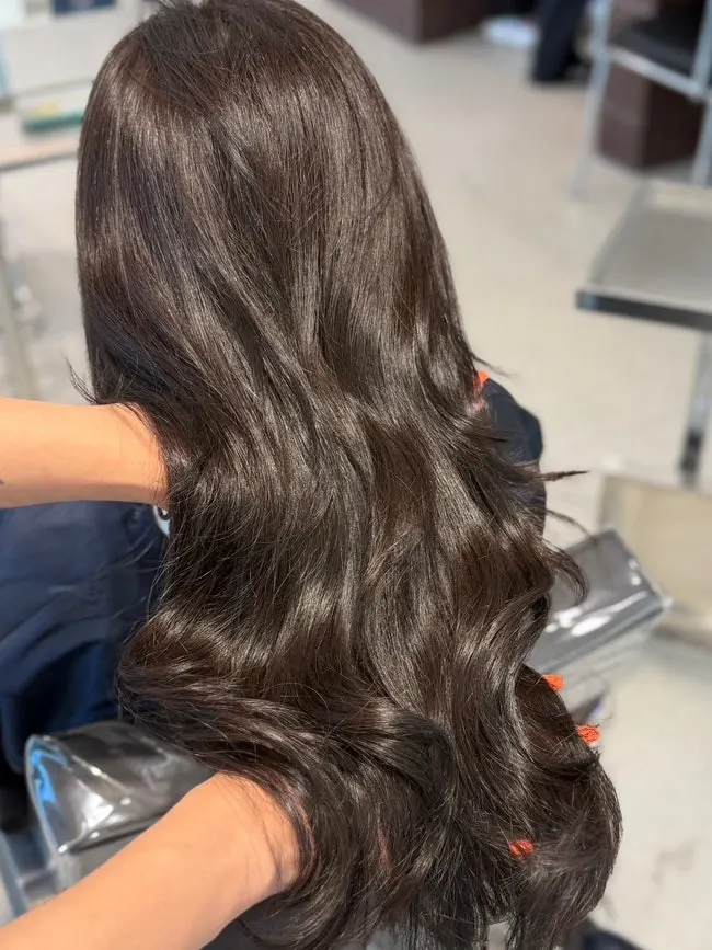 After shot following full-head brown dye