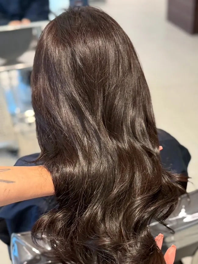 Front view of the autumn-toned brown hair