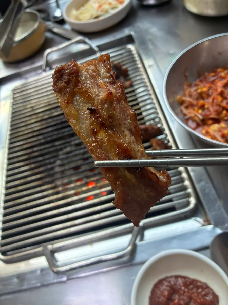 Pork ribs cut and grilled ready to eat