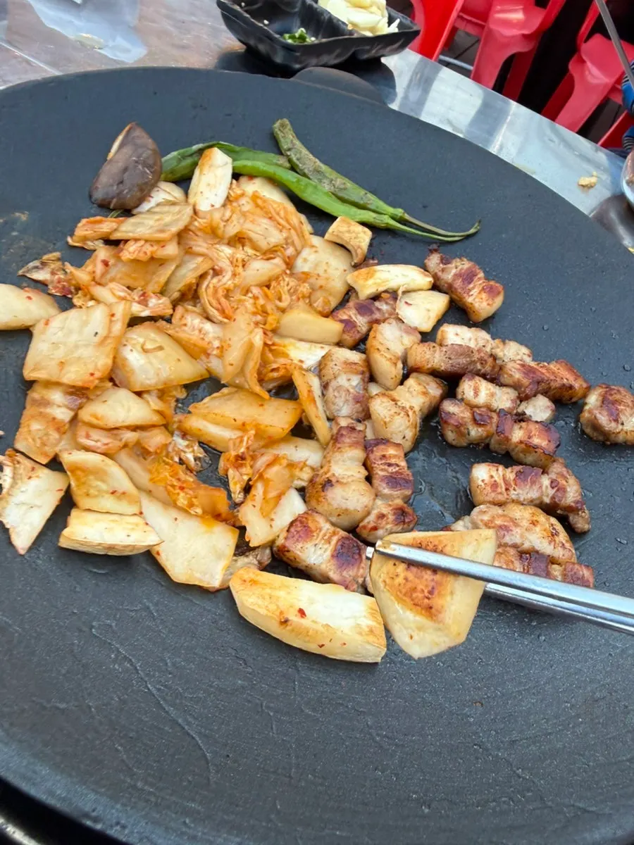 Pre-seared pork belly dipped in the special ssamjang