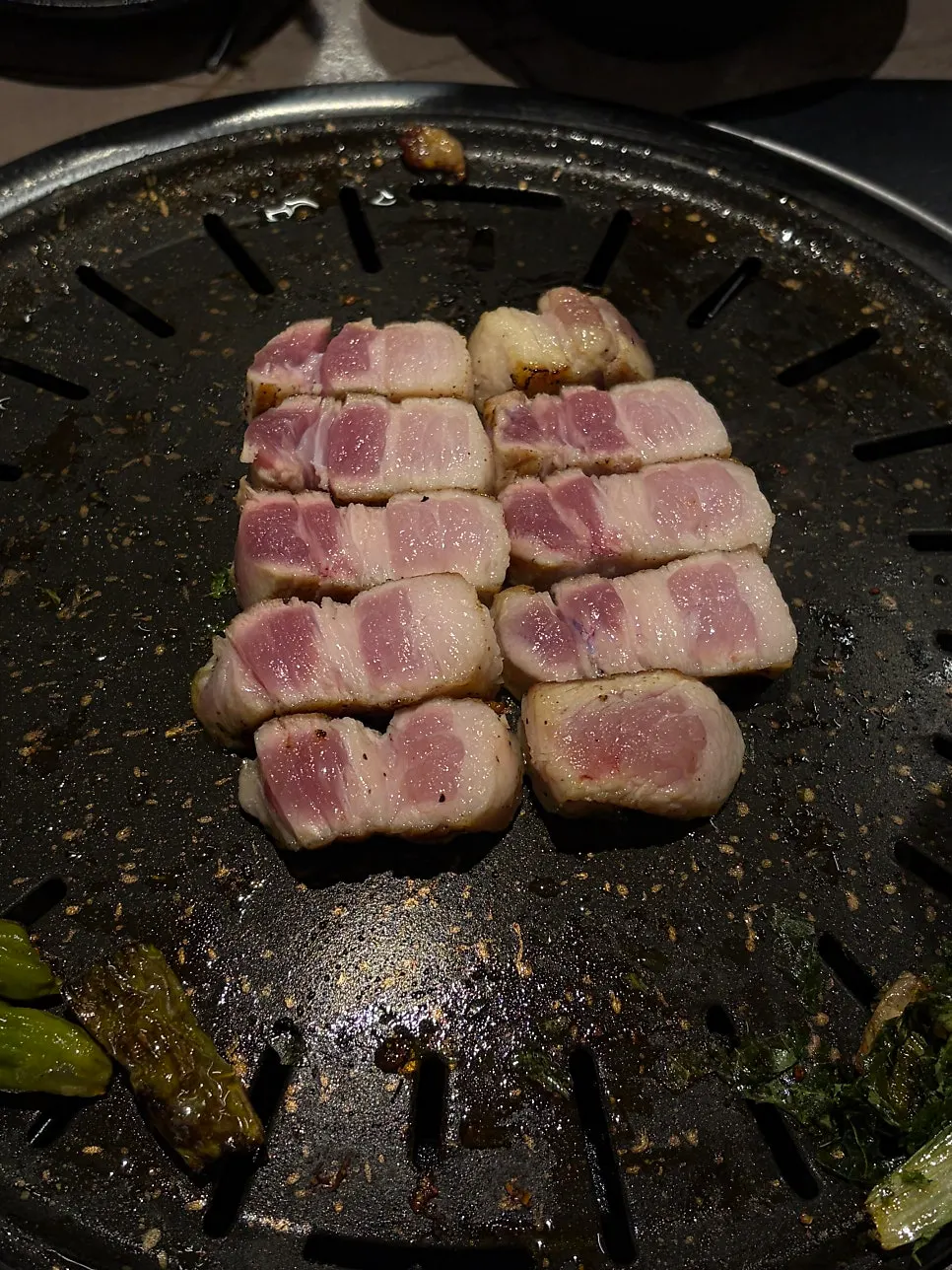 Bone pork belly section eaten by hand