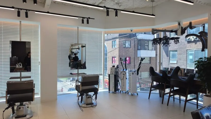 Interior of Biorn Hair crowded with weekend customers