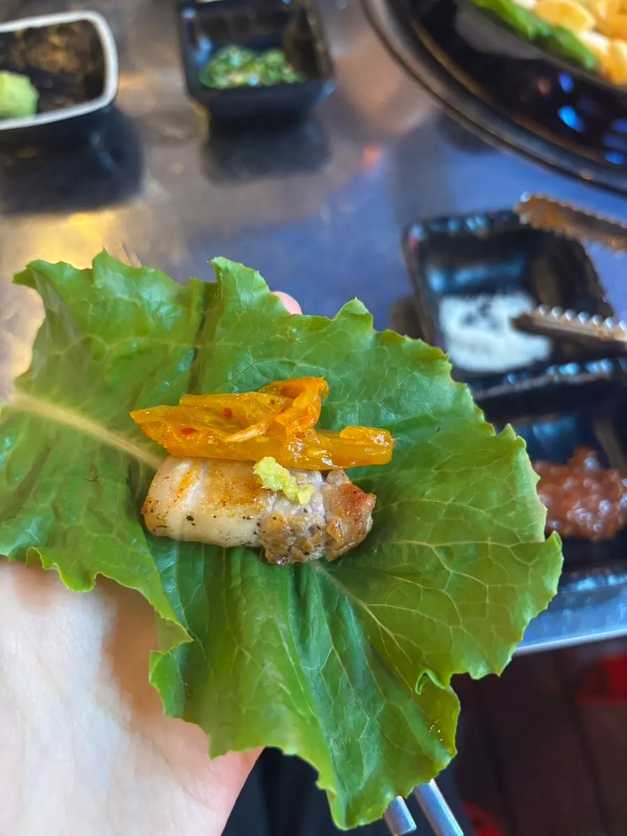 Chobeoljip's pork belly paired with wasabi