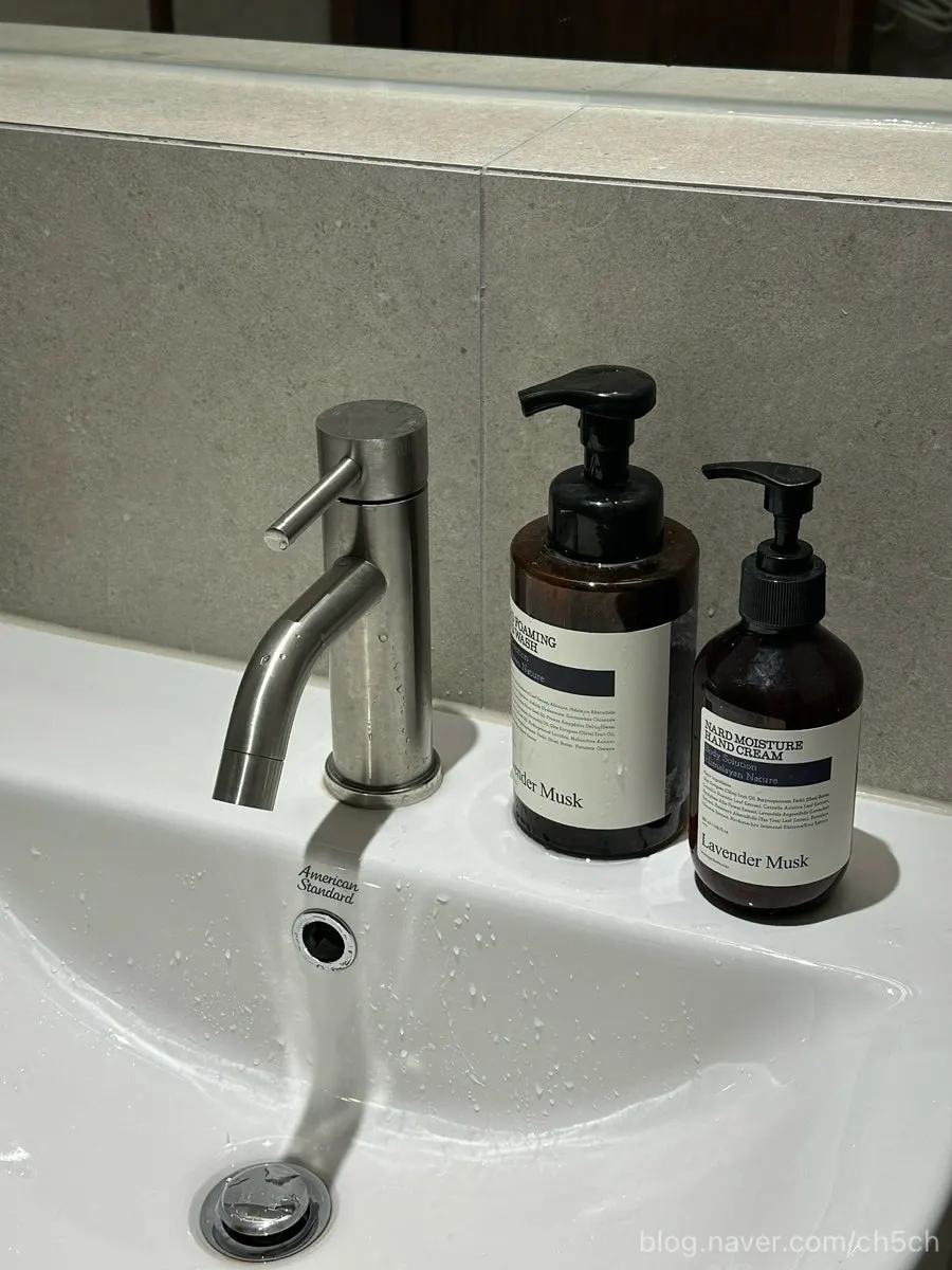 Hand wash and hand cream provided in the bathroom