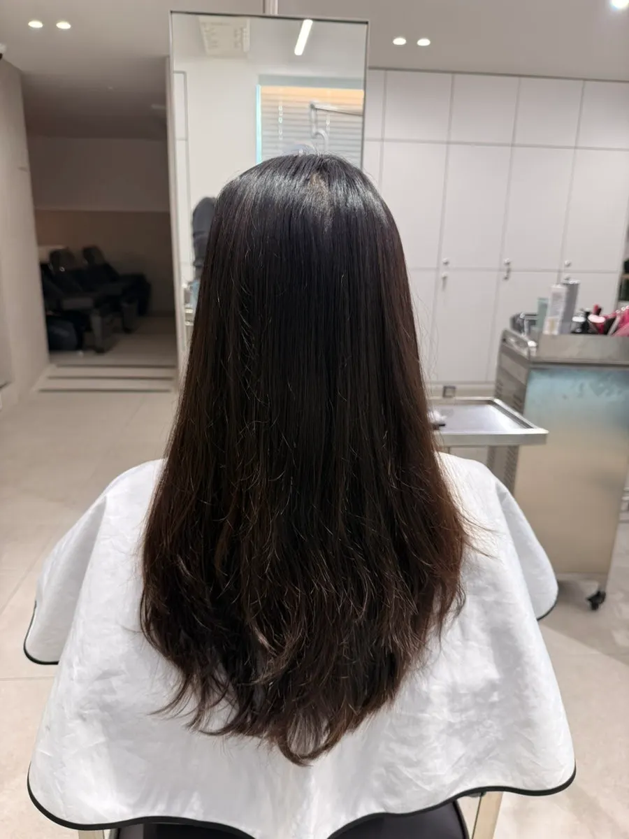 Before photo of hair ends before the inner keratin clinic