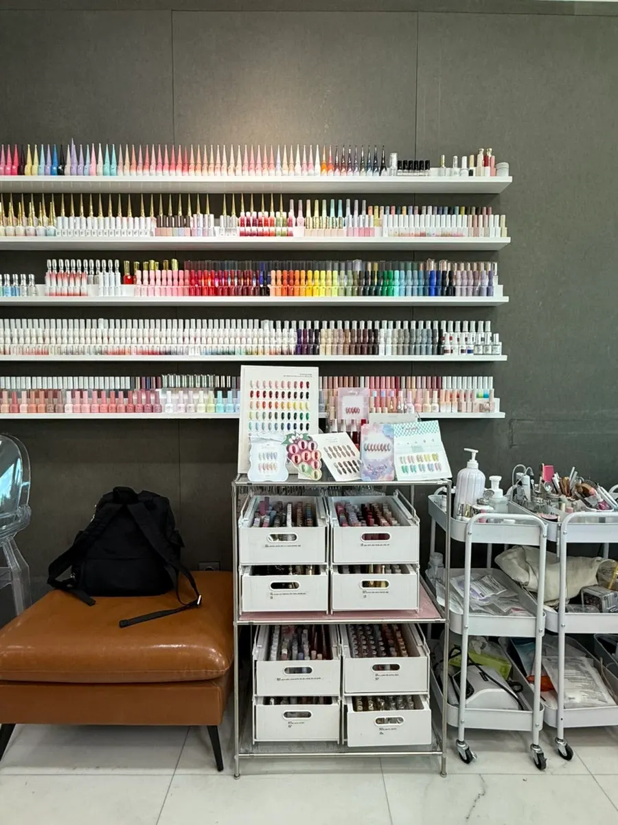 Nail treatment area with cushy chairs