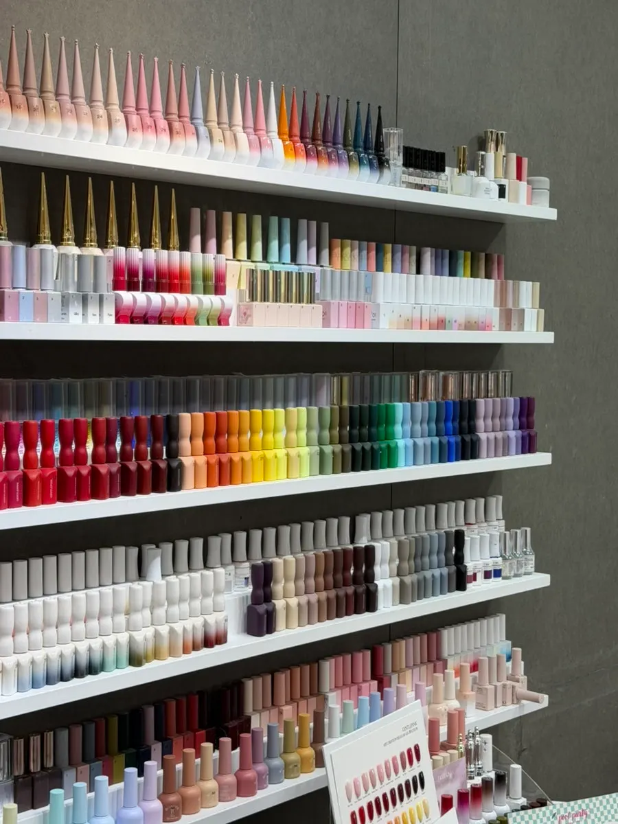Neatly displayed nail tips and samples