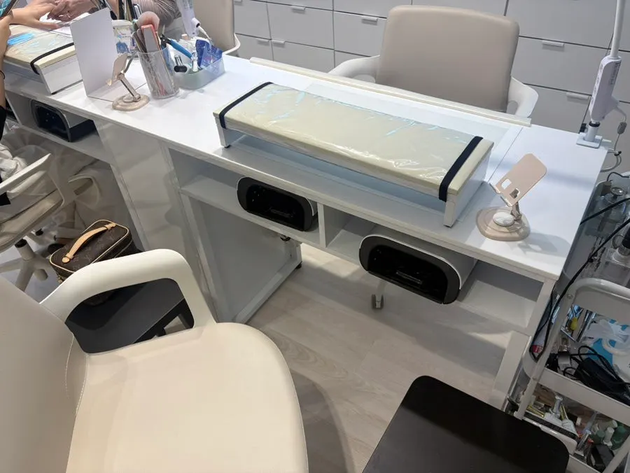 A pedicure treatment underway in one section of the salon