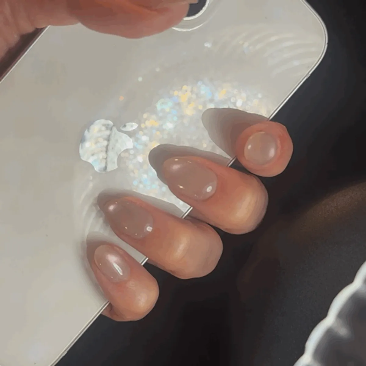 Magnetic nails shimmering softly in the light