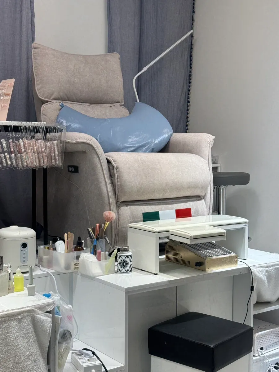 Pedicure care area separated from the nail area