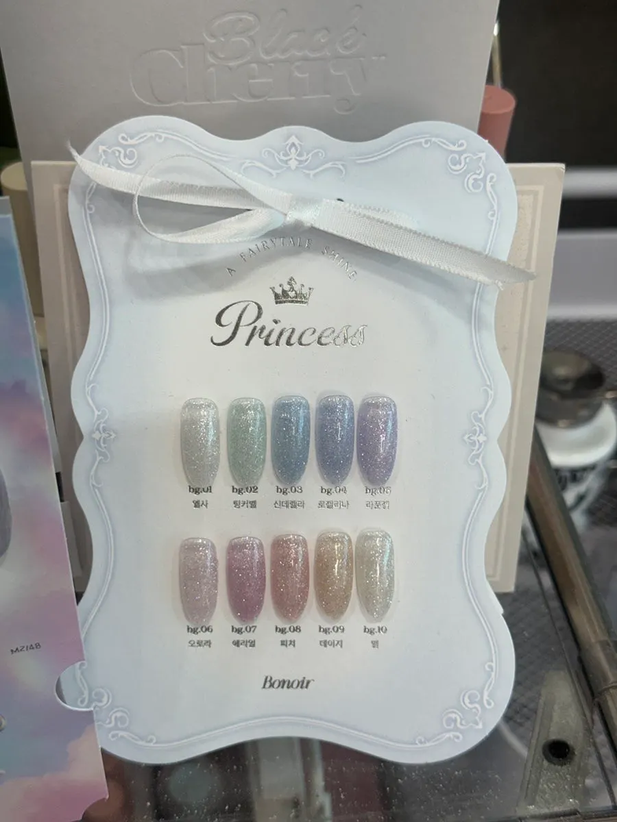 Sample nail tips showing this month's art designs