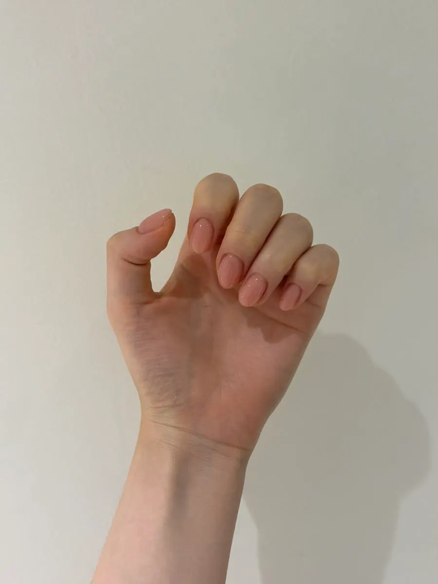 Finished silky nude one-color gel nails