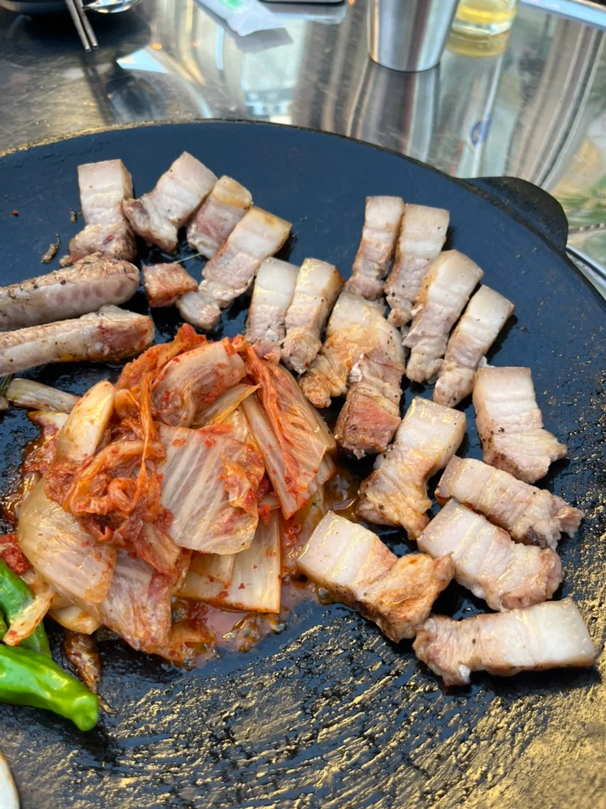 압구정로데오 초벌집 야장 삼겹살 상차림