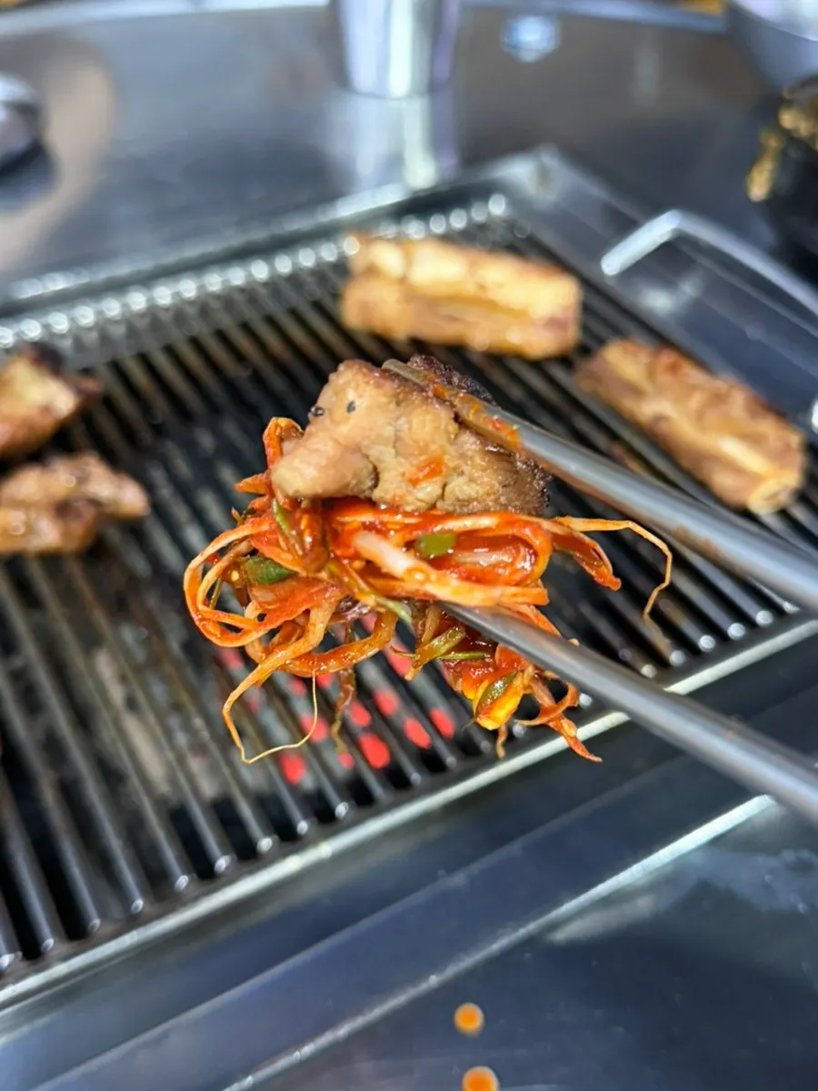 Pork ribs finishing on the fire