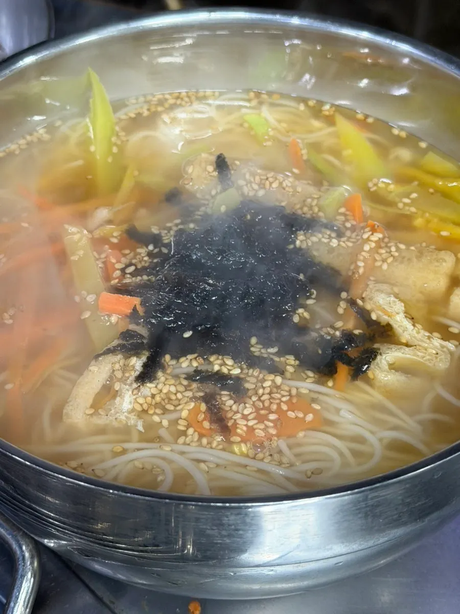 Doenjang jjigae served with a bowl of rice